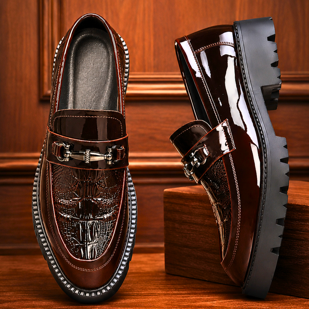 Men's Leather Derbies with Metal Buckle