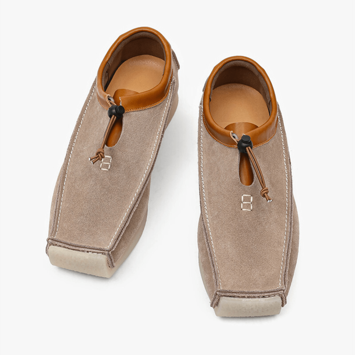 Men's Loafers with Square Toe and Drawstring Closure