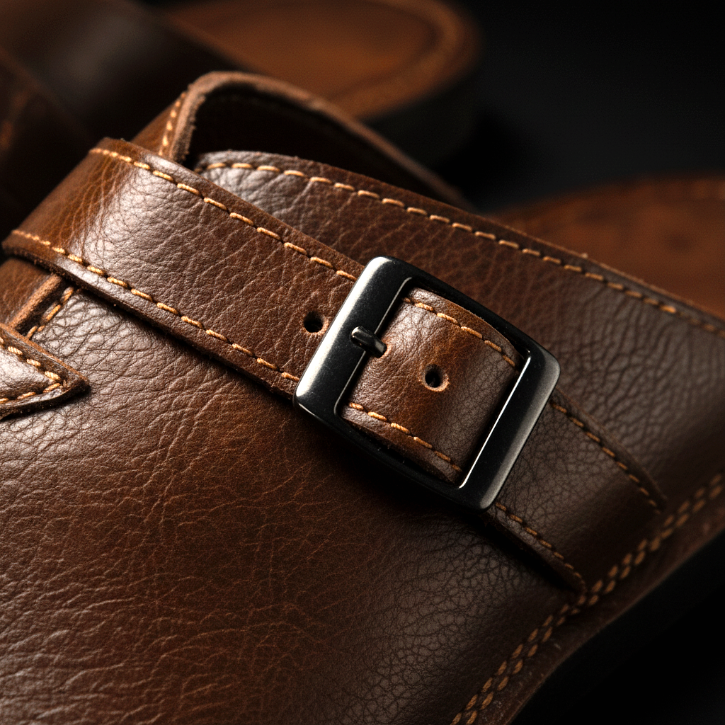 Men's Mules with Sculpted Buckle and Cushioned Footbed