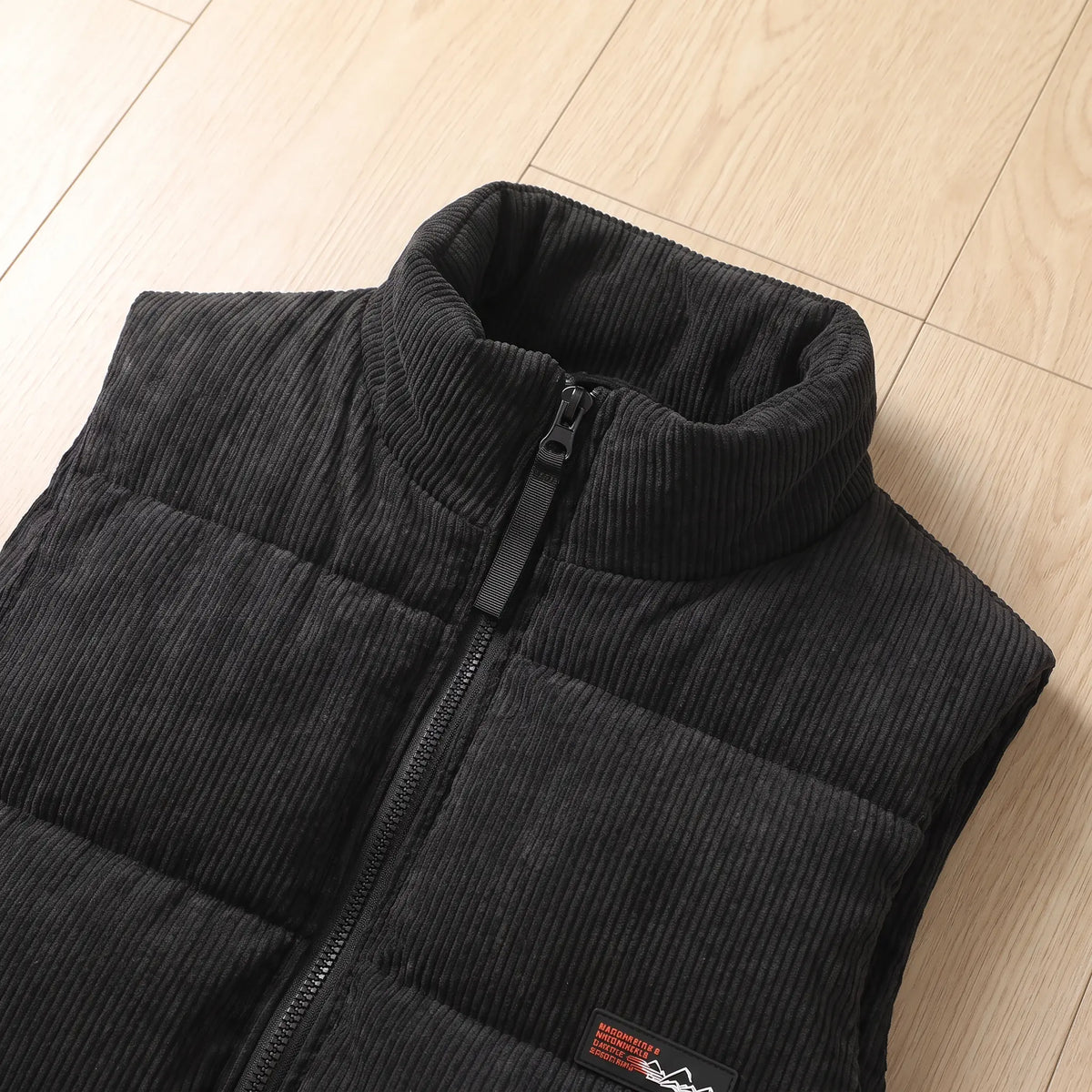 Unisex Corduroy Puffer Vest with Stand Collar