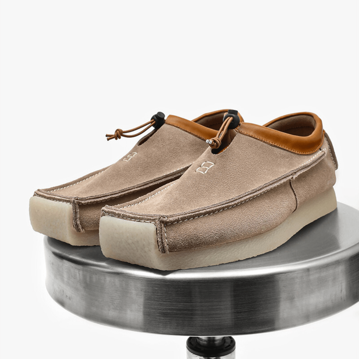 Men's Loafers with Square Toe and Drawstring Closure