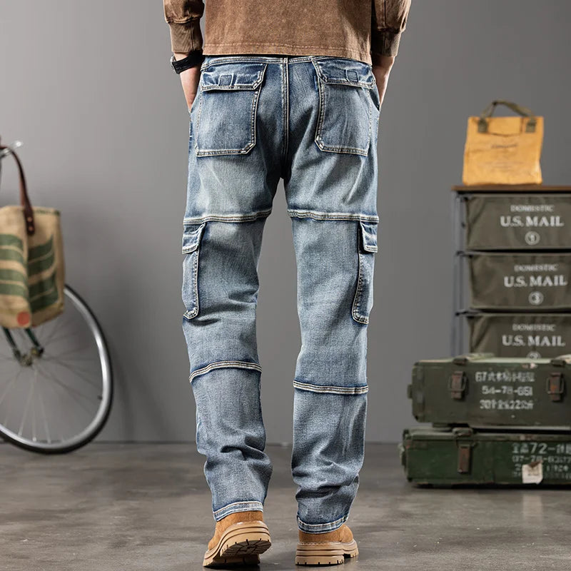 Unisex Workwear Jeans with Wide Leg and Multiple Pockets