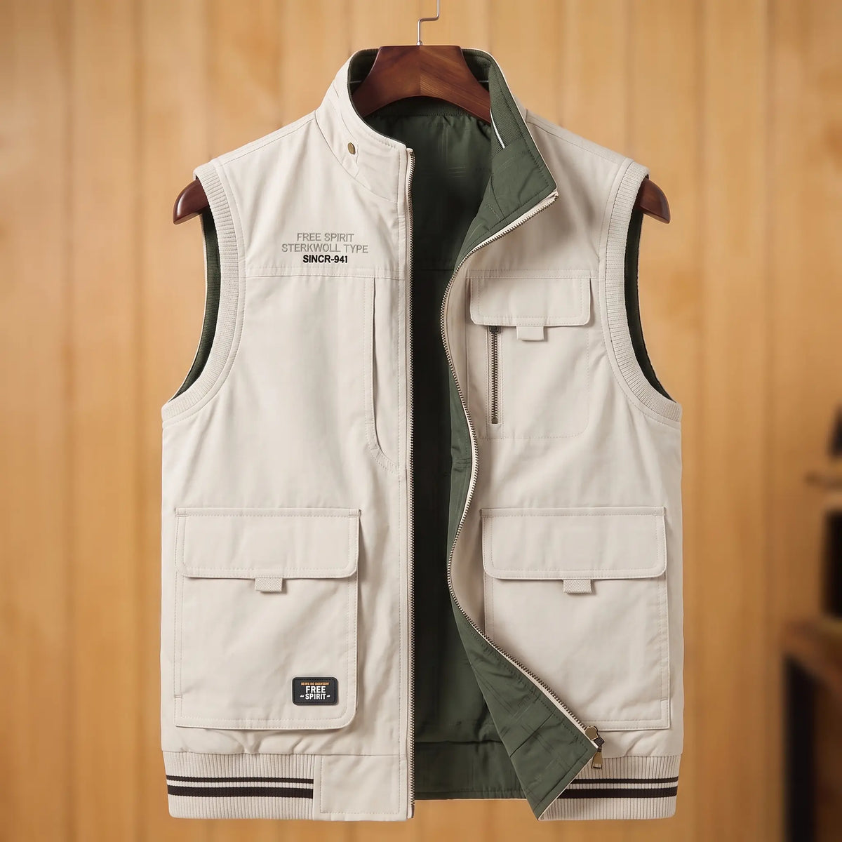 Unisex Cargo Vest with Reversible Design and Multi-Pockets