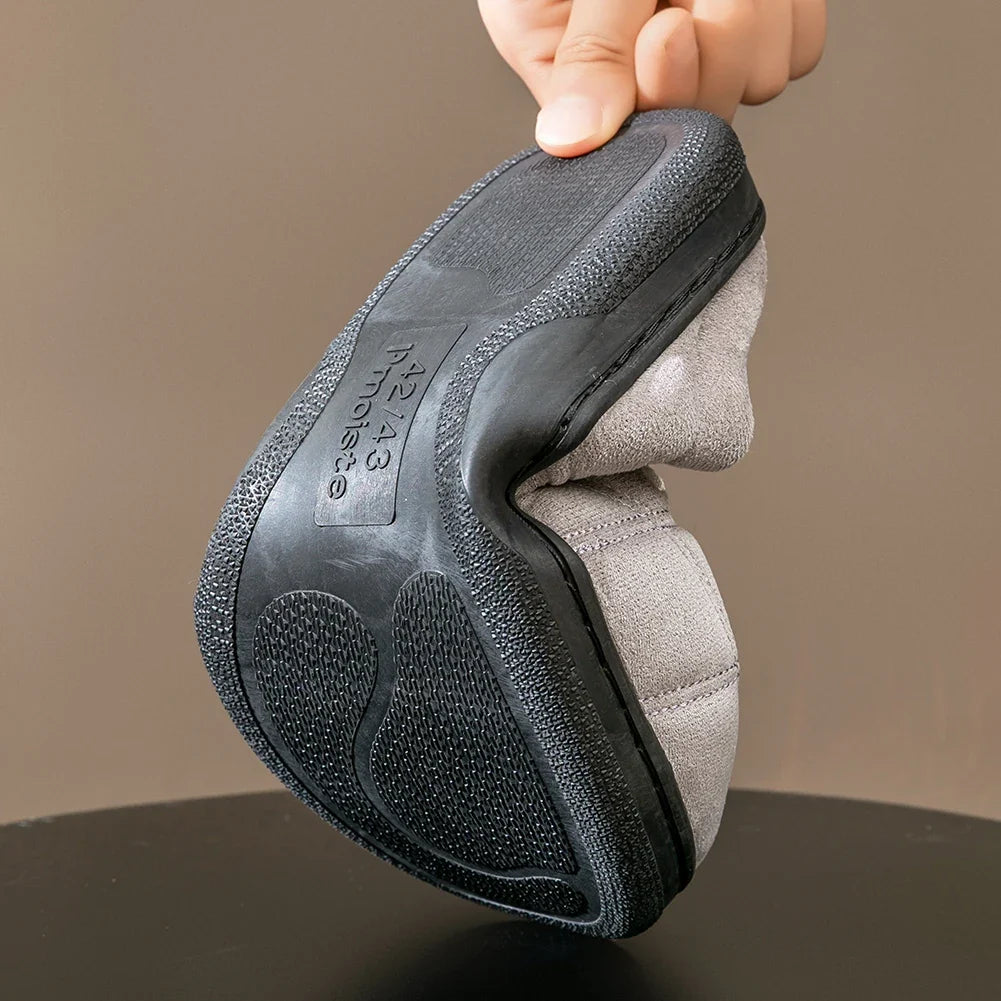 Unisex Suede Platform Slippers with Memory Foam