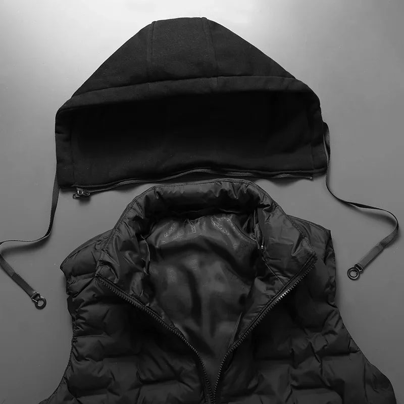 Unisex Quilted Vest with Detachable Hood