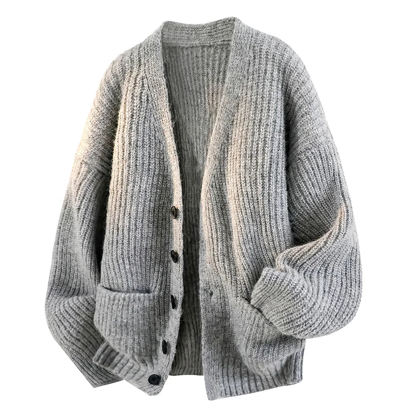 Unisex V-Neck Cardigan with Relaxed Fit