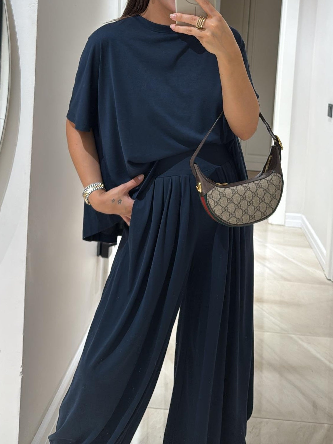 Women's Casual Top and Wide-Leg Pants Set