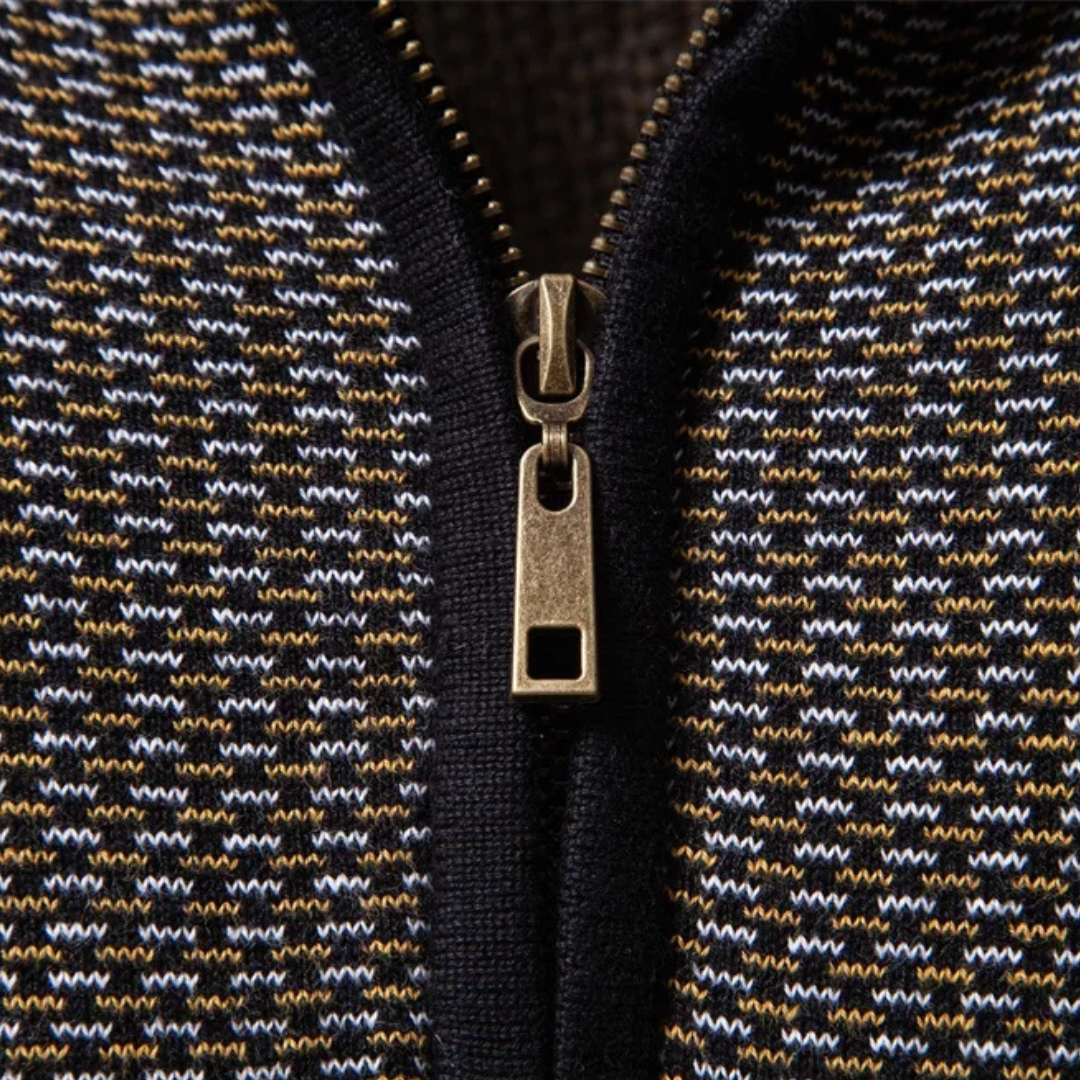 Men's Jacquard Knit Sweater with Half Zip