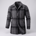Unisex Jacket with Check Pattern and Button Front