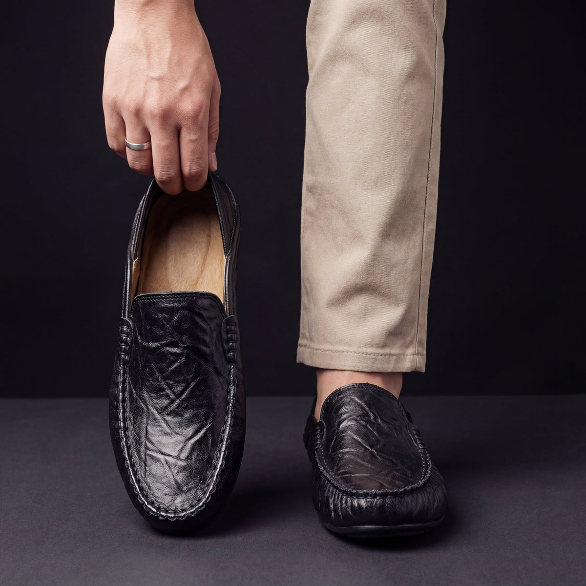 Men's Leather Loafers with Cushioned Sole