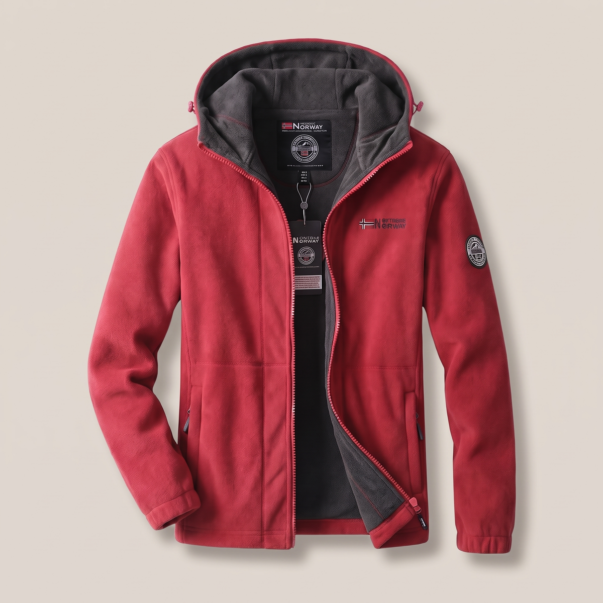 Unisex Fleece Jacket with High Collar and Zip Pockets