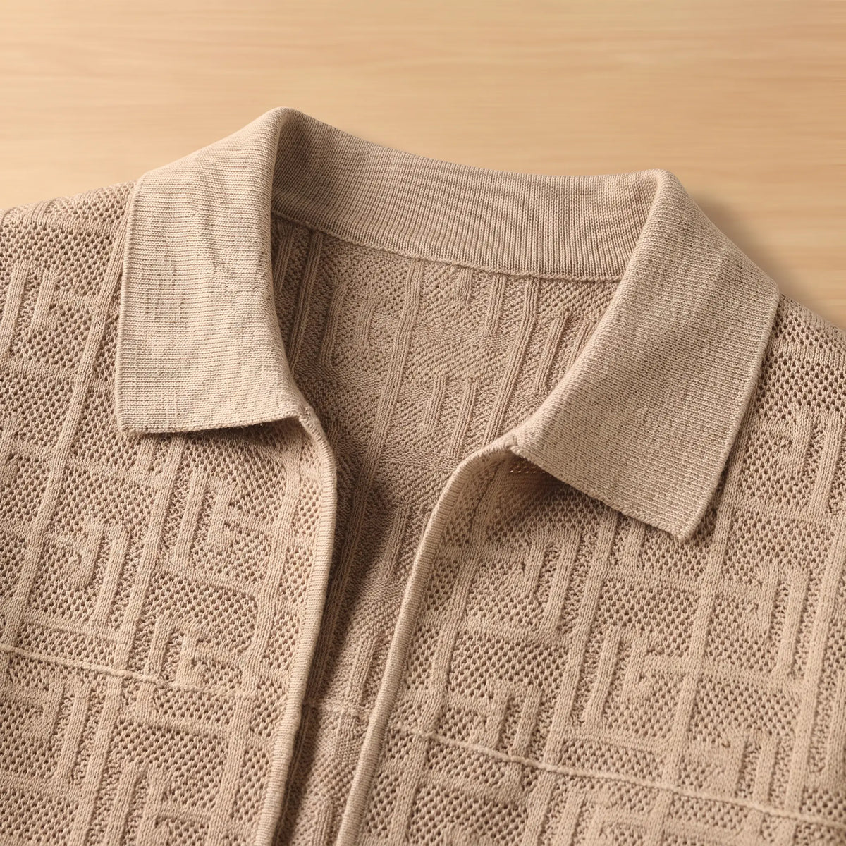 Unisex Jacquard Knit Cardigan with Button Front and Collar