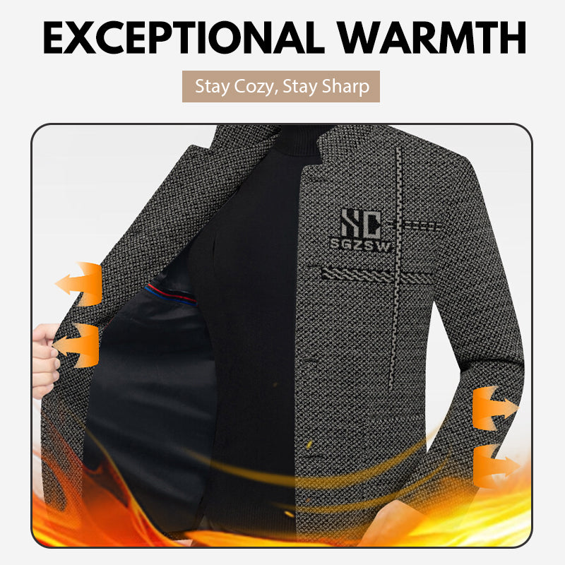 Men's Warm Coat with 3D Structured Fit and Pockets