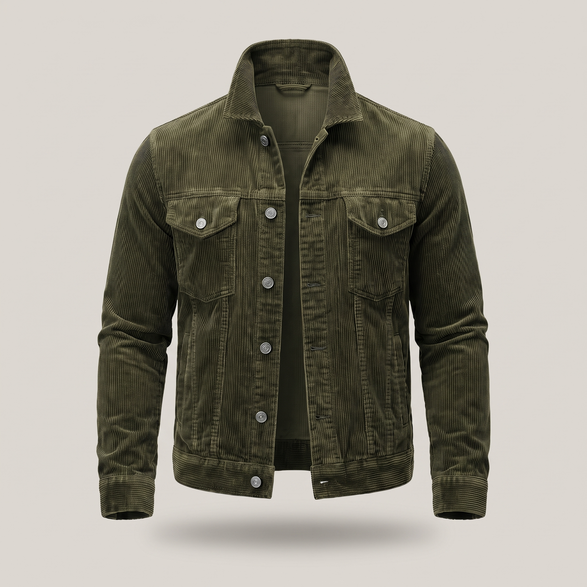 Unisex Overshirt Jacket in Cotton Corduroy with Button Front