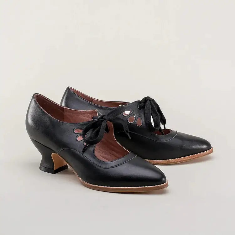 Women's Mary Jane Shoes with Lace-Up Detail and Low Block Heel