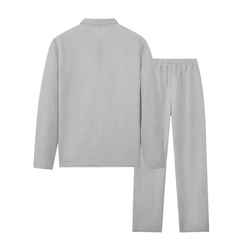 Men's Waffle-Knit Sweatshirt and Straight-Leg Pants Set