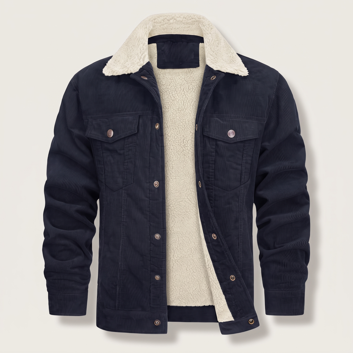 Unisex Jacket in Cotton Corduroy with Button Front