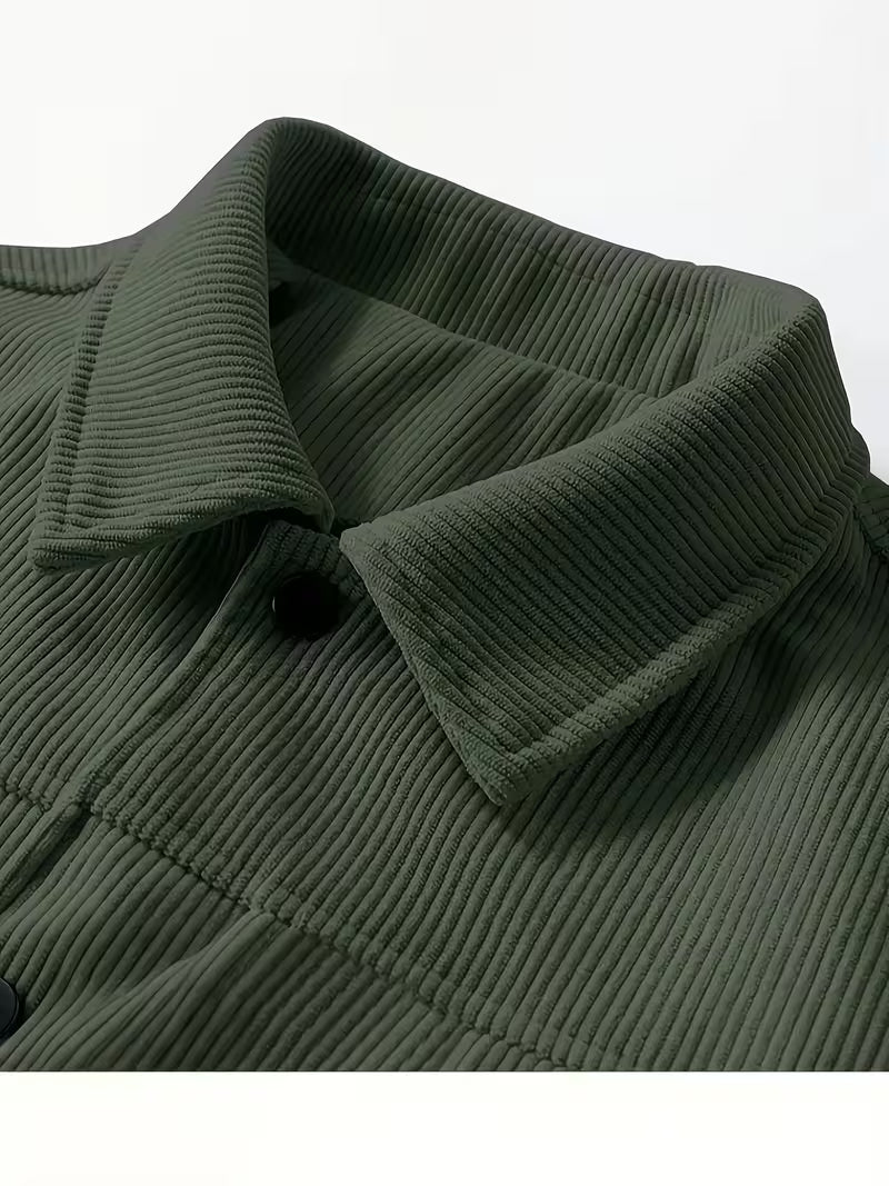 Men's Corduroy Jacket with Collar and Flap Pockets