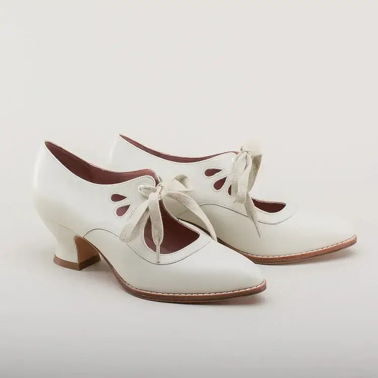 Women's Mary Jane Shoes with Lace-Up Detail and Low Block Heel