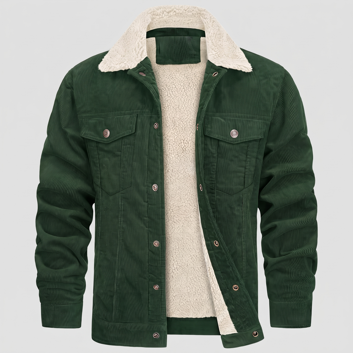 Unisex Jacket in Cotton Corduroy with Button Front