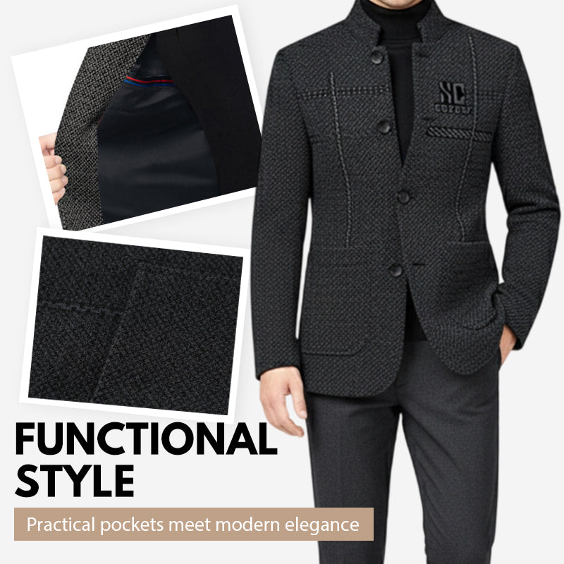 Men's Warm Coat with 3D Structured Fit and Pockets
