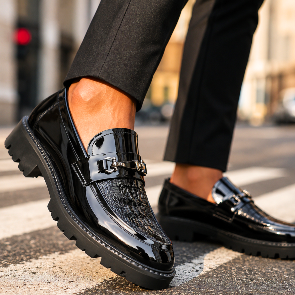 Men's Leather Derbies with Metal Buckle