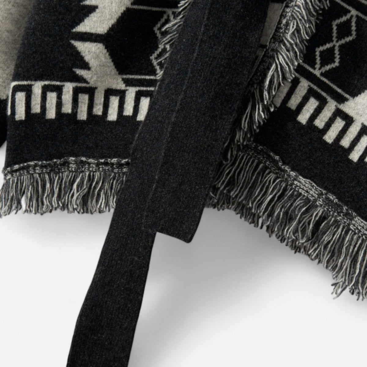 Women's Cardigan with Cashmere, Jacquard Details and Tassels