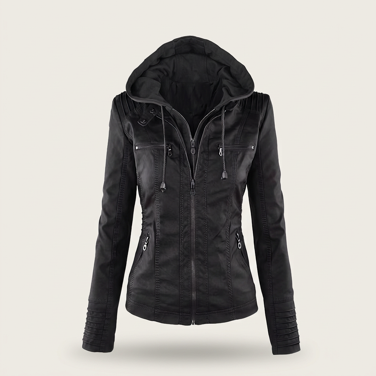 Unisex Faux Suede Jacket with Zip Front and Classic Collar