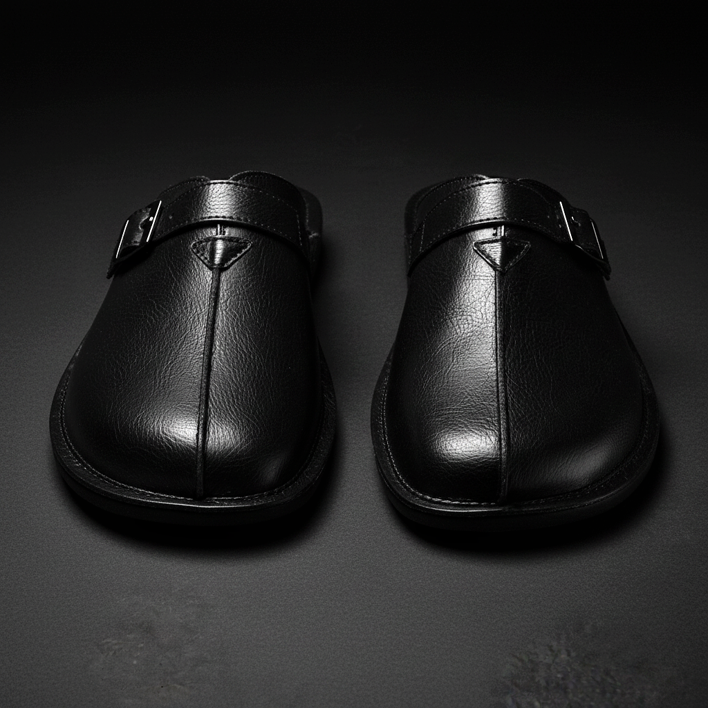 Men's Mules with Sculpted Buckle and Cushioned Footbed