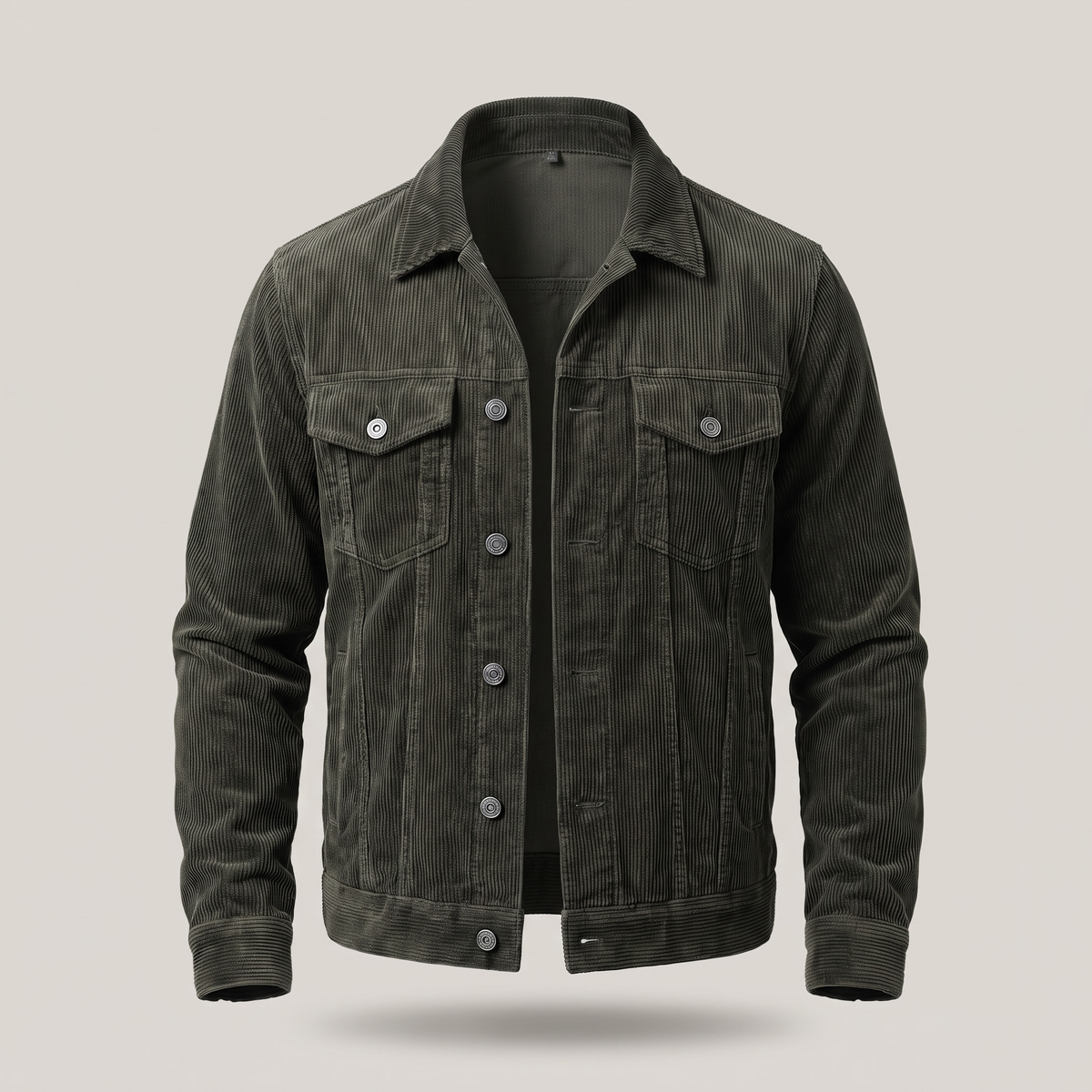 Unisex Overshirt Jacket in Cotton Corduroy with Button Front
