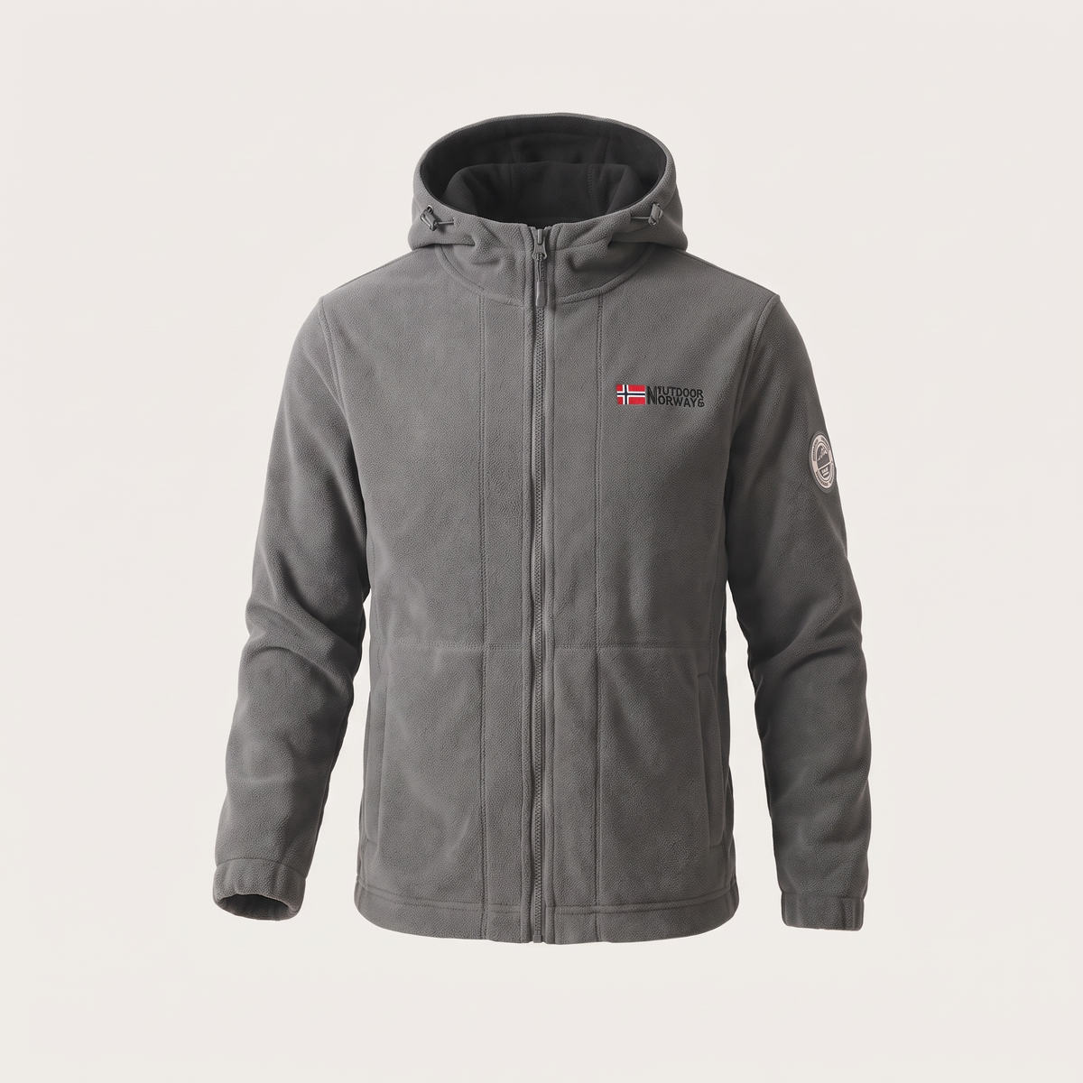 Unisex Fleece Jacket with High Collar and Zip Pockets