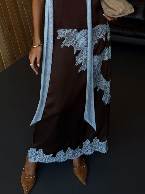 Women's Lace Panel Top and Skirt Set