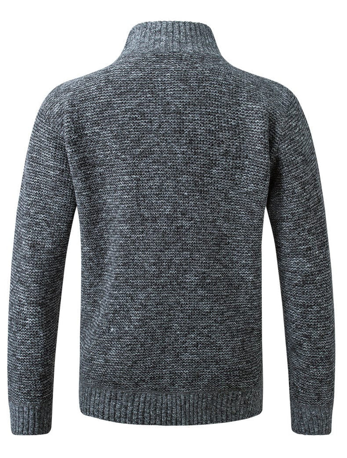Men's Cardigan with Quilted Front Panels and Full-Zip Closure
