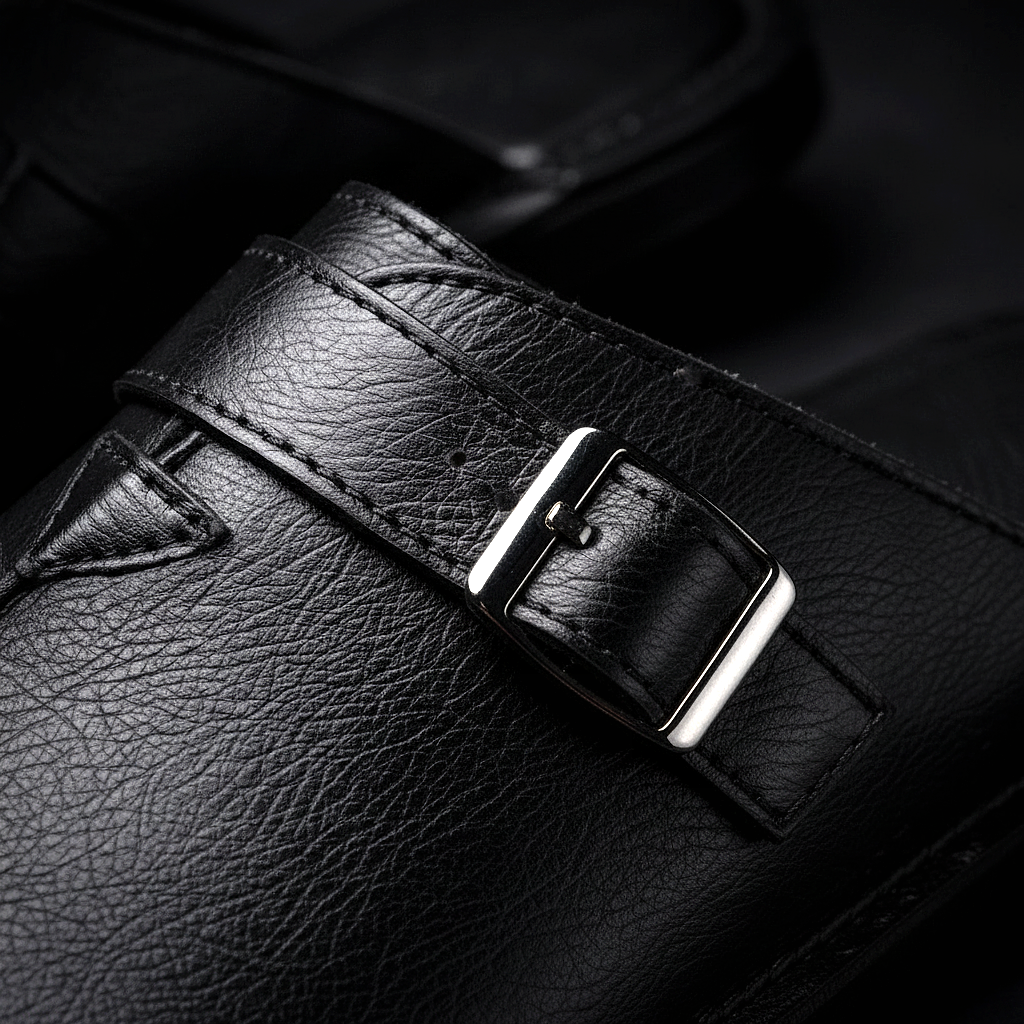 Men's Mules with Sculpted Buckle and Cushioned Footbed