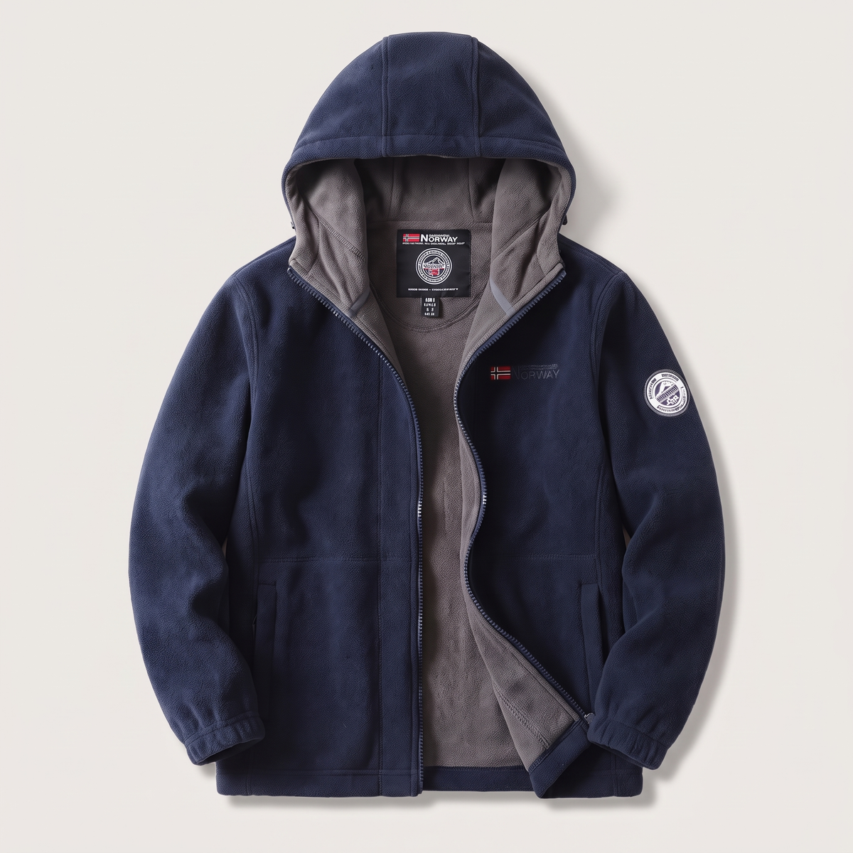 Unisex Fleece Jacket with High Collar and Zip Pockets