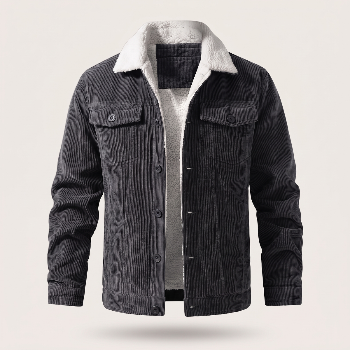 Unisex Jacket in Cotton Corduroy with Button Front