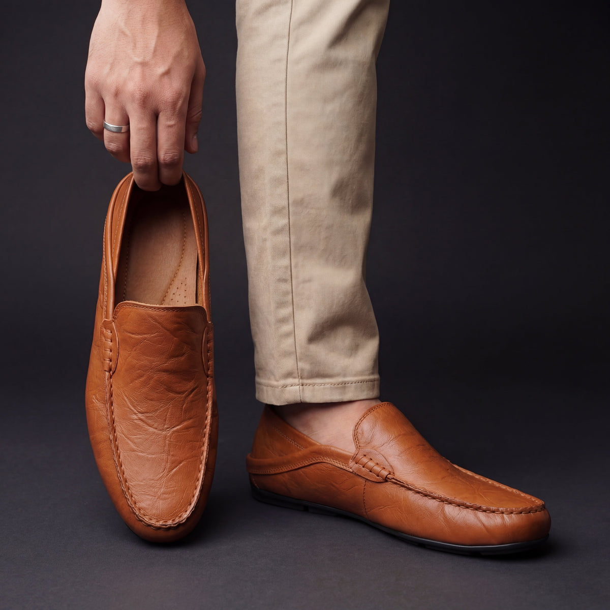 Men's Leather Loafers with Cushioned Sole