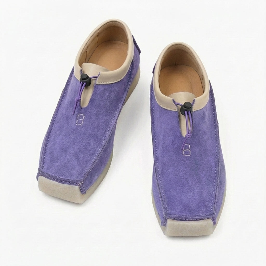 Men's Loafers with Square Toe and Drawstring Closure