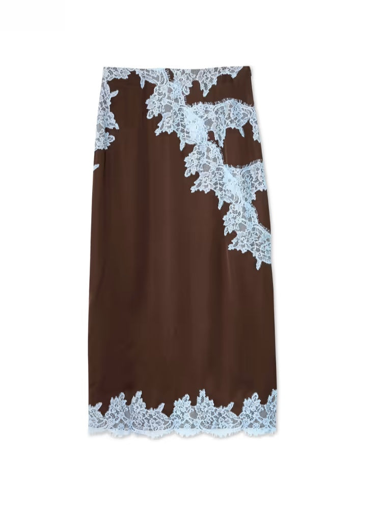 Women's Lace Panel Top and Skirt Set