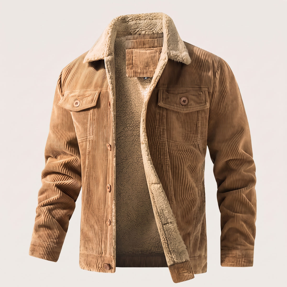 Unisex Jacket in Cotton Corduroy with Button Front