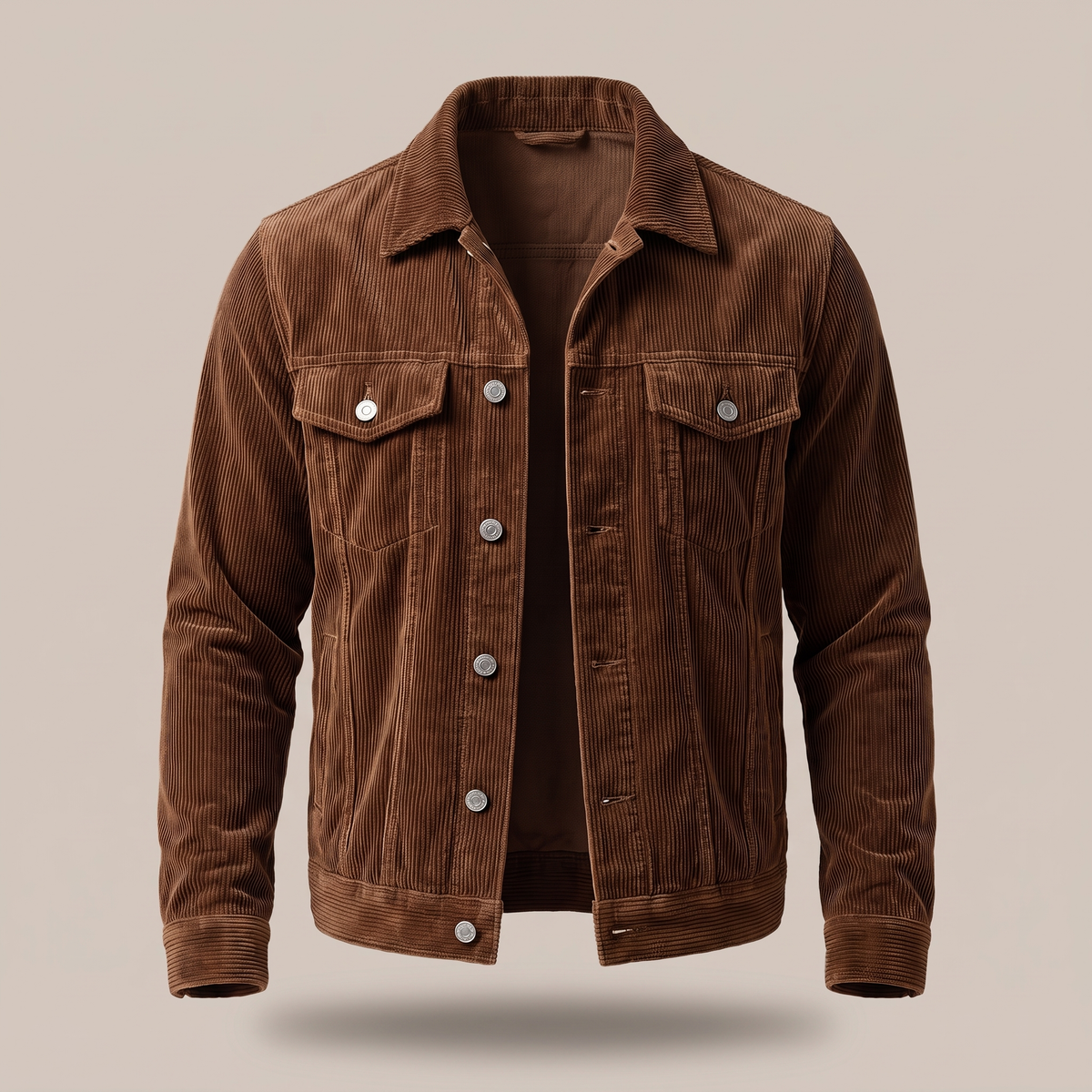 Unisex Overshirt Jacket in Cotton Corduroy with Button Front