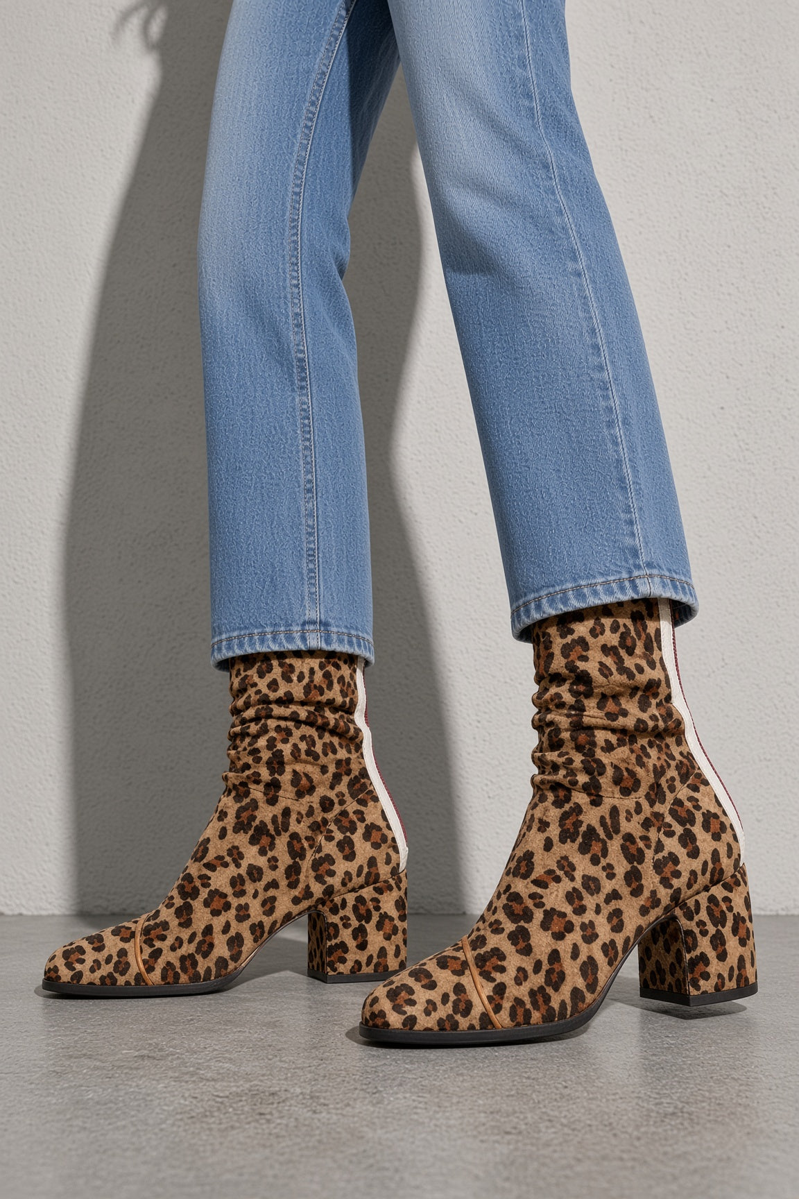 Women's Boots Ankle Suede Contrast Toe Cap Block Heel