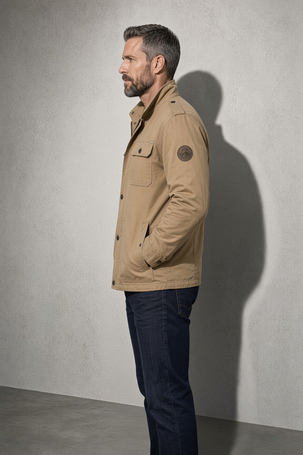 Men's Jacket Four-Pocket Stand Collar — Back View