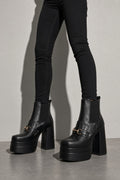 Women's Boots Chelsea Platform Block Heel Buckle Trim
