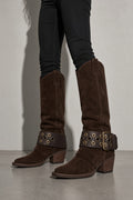 Women's Boots Western Knee High Eyelet Harness Strap