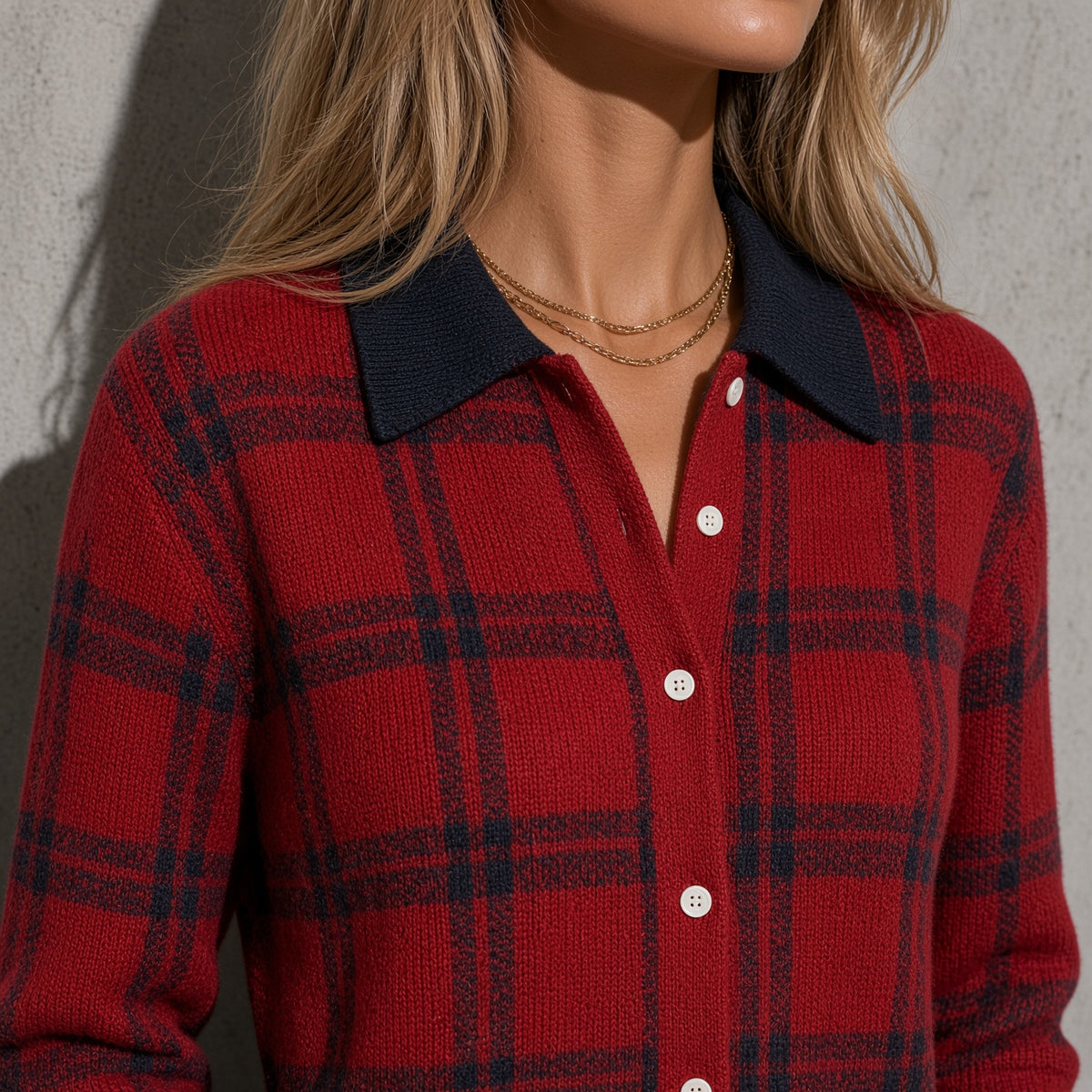 Women's Cardigan Button-Front Longline Shape — Side Profile View