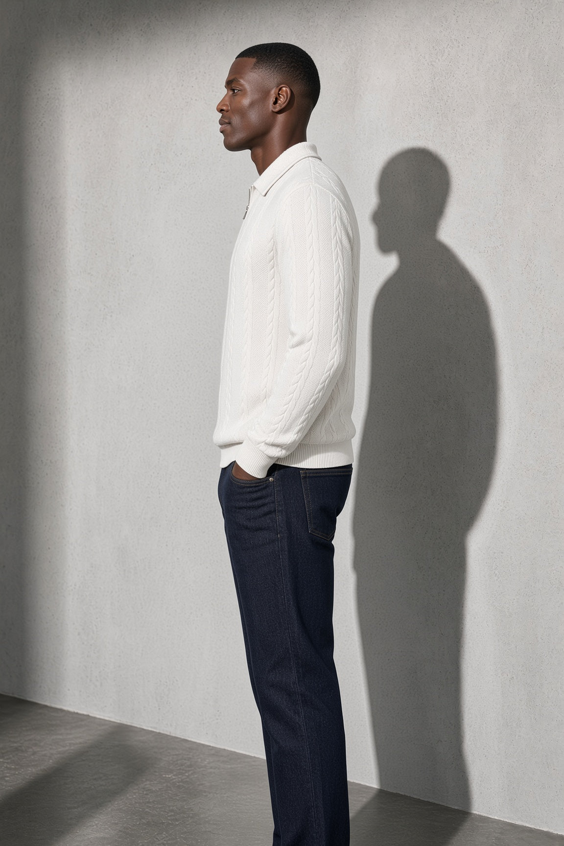 Men's Sweater Collared Quarter-Zip Textured Knit — Styling & Fit Perspective