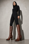 Women's Boots Knee High Block Heel Side Zip