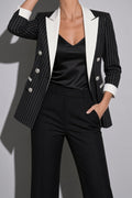 Women's Blazer Pinstripe Contrast Lapel — Back View
