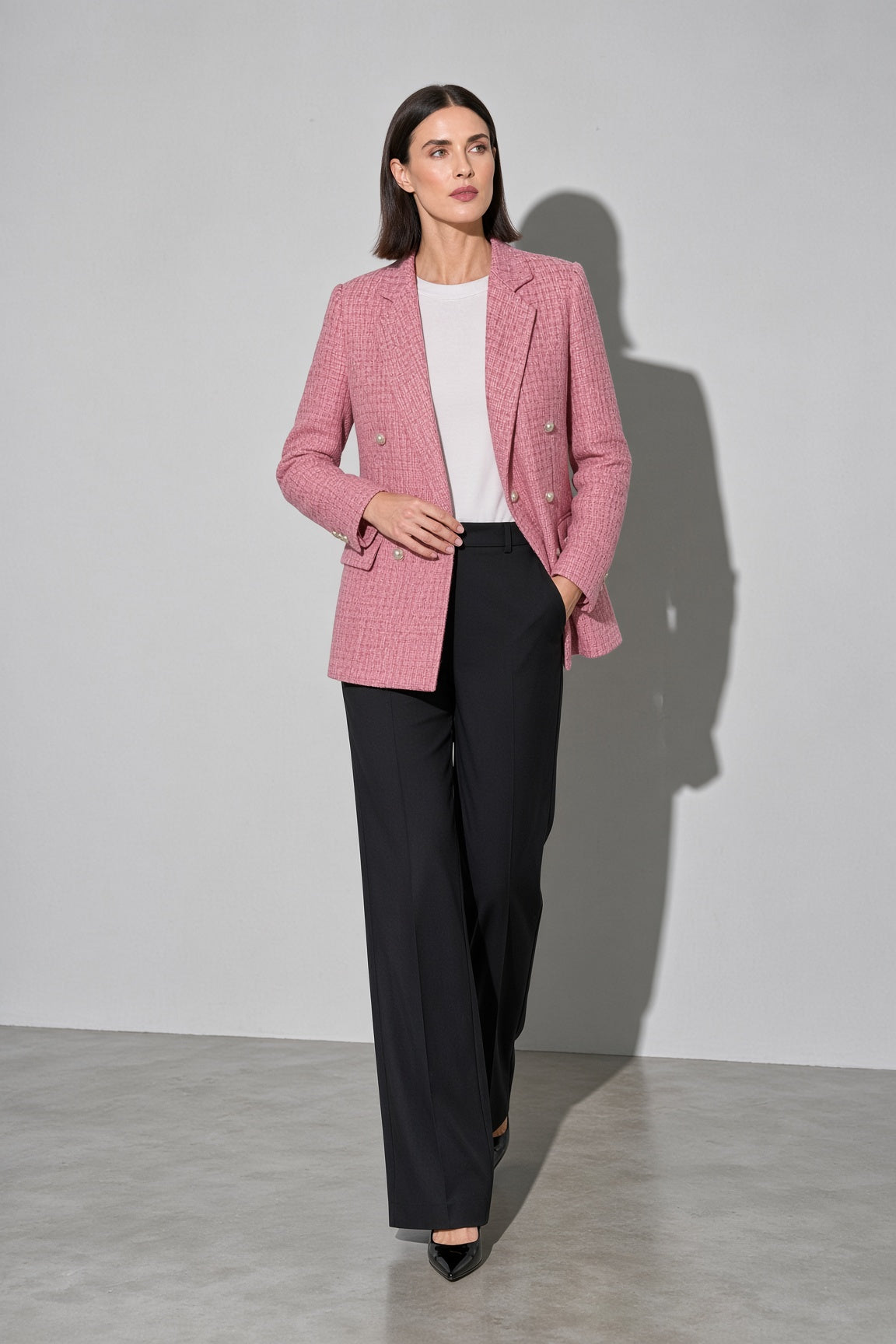Women's Blazer Tweed Double Breasted — Back View